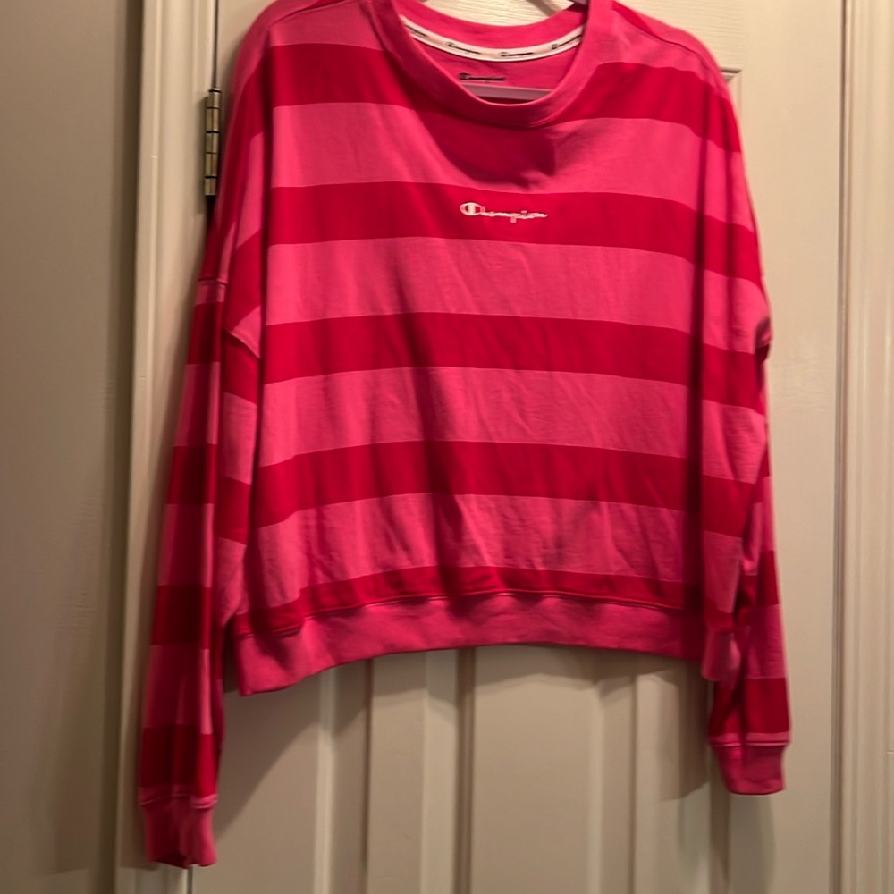 Champion Cropped Pink Striped Women's Jersey Top